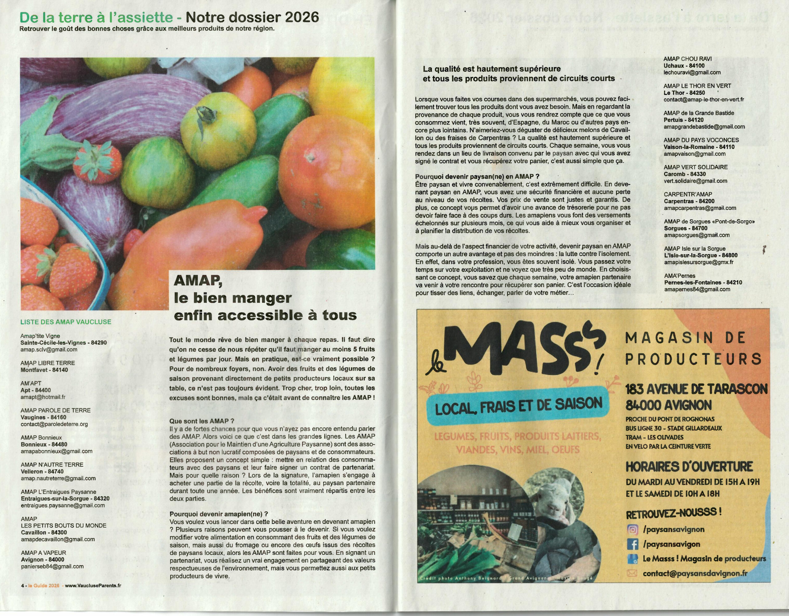 Article sur les AMAP du Vaucluse