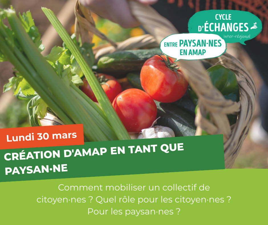 Lundi 30 Mars – Cycle d&rsquo;échange entre paysannes et paysans : Création d&rsquo;AMAP en tant que paysans