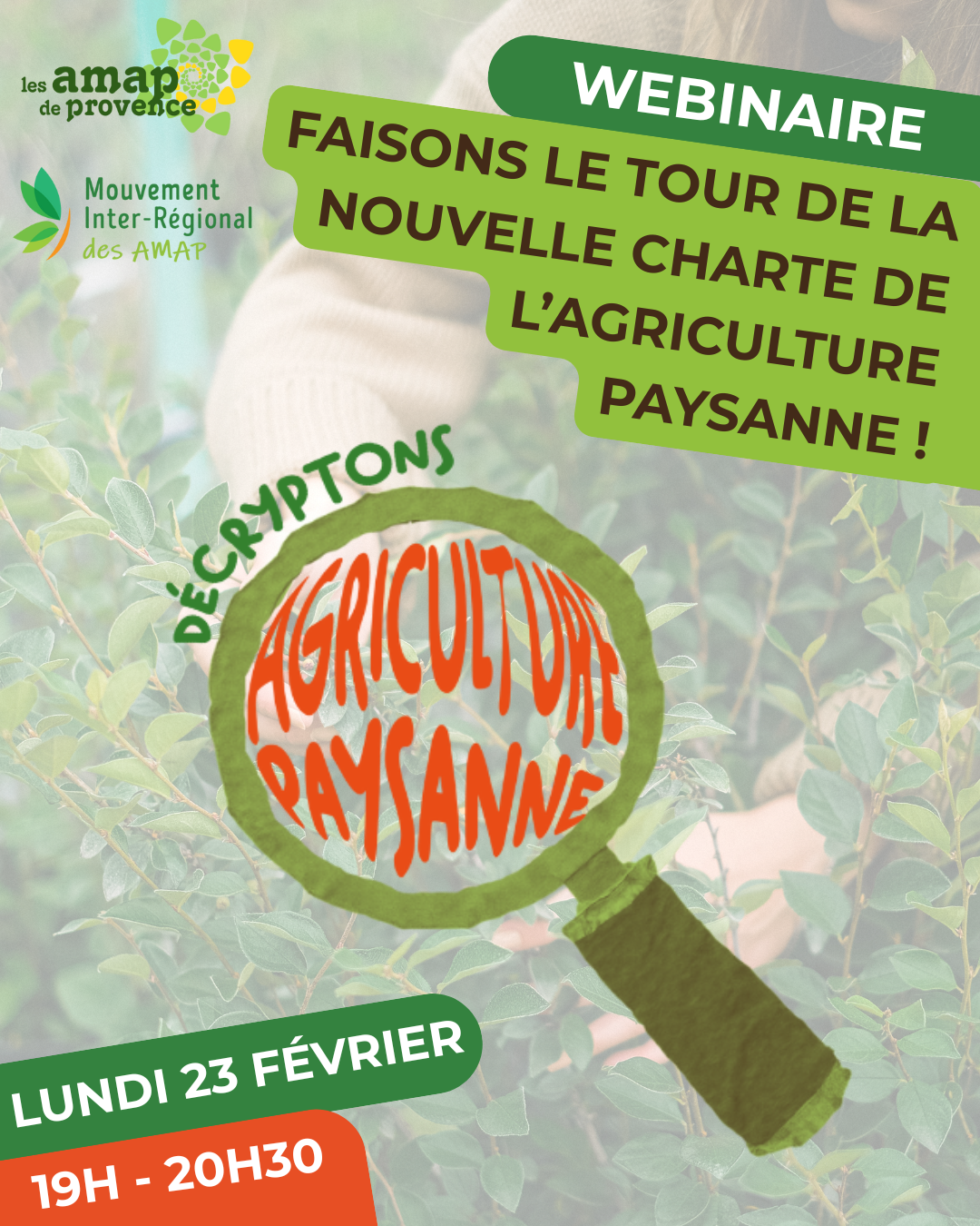 Lundi 23 février – Atelier – Faisons le tour de la nouvelle charte de l’agriculture paysanne !